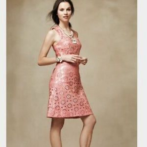 Anthro Maeve Coral Shine Flower Eyelet Dress